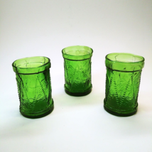 Set of 3 Vintage Green Wheaton Juice Glass Wheaton NJ Drum Eagle Pattern 3.25&quot; - £22.53 GBP