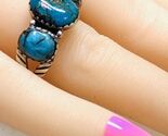 Vintage Philippines Signed T Turquoise Sterling Silver Ring Size 10 - $90.56