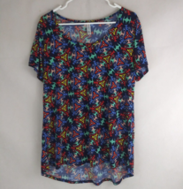 LuLaRoe Cap Sleeve Bright Colorful Abstract Shirt Size Large - $9.89