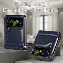 For Samsung Galaxy Z Flip 4/3 5G Shockproof Flip Genuine Leather back Case  - £67.95 GBP