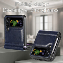 For Samsung Galaxy Z Flip 4/3 5G Shockproof Flip Genuine Leather back Case  - £66.16 GBP