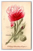 Merry Christmas Airbrushed Rose High Relief Embossed DB Postcard Y9 - £3.85 GBP