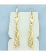 Cut Out Filigree Dangle Earrings in 14k Yellow Gold - $6,240.48 MXN