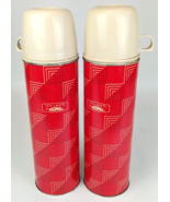 King Seeley Thermos Pair Complete Icy Hot Red/White Squares 2410 - €51,58 EUR