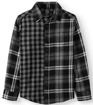 Wonder Nation Boys Long Sleeve Woven Button Shirt Small (6-7)  Black Soot - $13.35