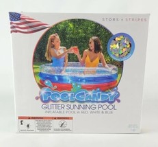 Stars &amp; Stripes Glitter Inflatable Pool Deluxe 60 X 15&quot; Red White Blue PoolCandy - £24.60 GBP