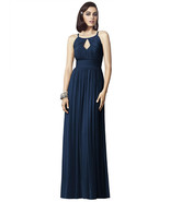 Dessy 2906...Full Length, Halter, Chiffon dress....Midnight Blue...Size ... - £27.97 GBP