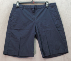 J.CREW Bermuda Shorts Womens Size 8 Navy Dark Wash Cotton Pockets Flat Front - £18.38 GBP