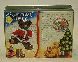 Silver Crane Tin Box The Christmas Teddy Bear Xmas Storage Canister - $24.74