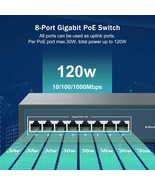 8 Port Gigabit PoE Switch 8 PoE Ports 1000Mbps 120W 802.3af at Metal Fan... - £88.93 GBP