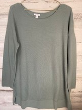 J Jill Sweater Medium Green Boat Neck Long Sleeve Merino Wool Pullover T... - $18.99