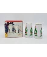 Rare Vintage Thift Drug Holly Berry Christmas Porcelain Salt &amp; Pepper Sh... - £9.33 GBP