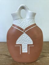 Vintage Handmade Southwestern Terra Cotta Studio Art Pottery Double Vase 6&quot; - $39.59
