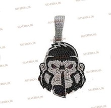 Gorilla 3Ct Round Cut Cubic Zirconia Unisex Pendant 925 Sterling Silver - £269.05 GBP