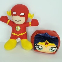 Lot Of 2 DC Comics Flash Wonder Woman 9” cubd Plush Toy Factory Justice League - $22.76