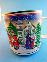 Vintage Lefton Christmas Mug Cup coffee tea cocoa Victorian Village Scene 1991 - £9.33 GBP