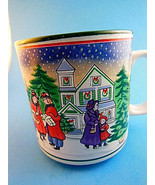 Vintage Lefton Christmas Mug Cup coffee tea cocoa Victorian Village Scen... - £9.47 GBP