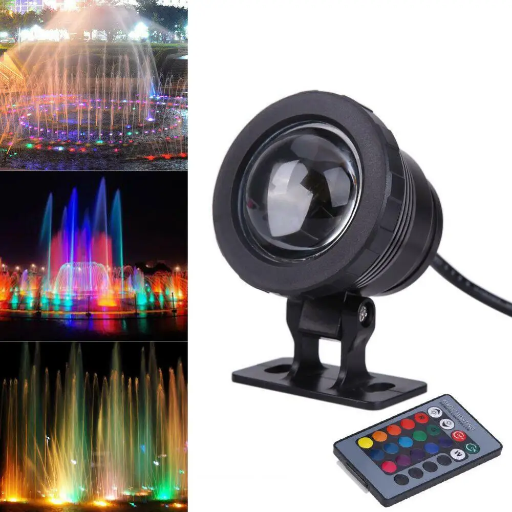RGB Underwater LED Spot Light Flood Light +Controller 10W 15W Color Changing Lam - £141.39 GBP