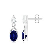 KICKY &amp; PERKY 925 Sterling Silver Oval Shape Iolite Moissanite Stone Stu... - $163.54 CAD