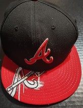 Vintage Atlanta Braves New Era Wool Fitted Hat 7 5/8 Made in USA 59 Fifty Cap - £11.47 GBP