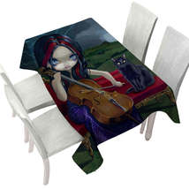 Cello Storm Gothic Beautiful Girl and Her Cat Tablecloth - $51.96 CAD+