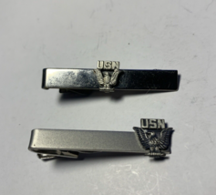 Vintage U.S Military Navy U.S.N EAGLE Tie Clasp Set of 2 Polished Brushed - £8.00 GBP