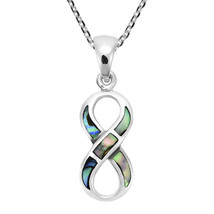Love Forever Infinity Symbol w/ Abalone Shell Inlay Sterling Silver Necklace - £17.45 GBP