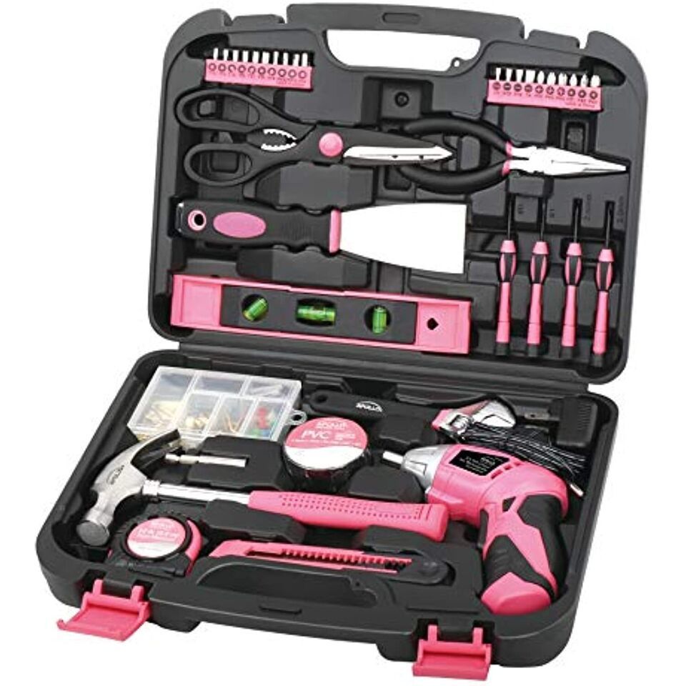 135 Piece Household Tool Kit Pink with Pivoting Dual-Angle 3.6 V Lithium... - $77.24