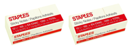 Staples Stickies Standard Notes 1.38 x 1.88&quot; 100 Sh./Pad 12 Pads Pack of 2 - £9.19 GBP