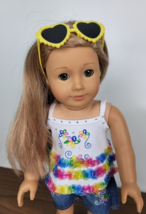 Doll Summer Outfit Floral Glasses Shoes fits American Girl 18&quot; Outing Pl... - £17.34 GBP