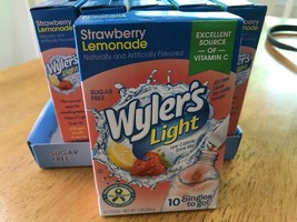 10 Boxes Wyler&#39;s Strawberry Lemonade singles Packets 10 ct Drink Mix! - $25.97