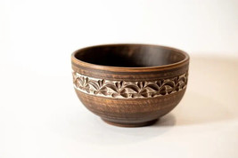 Сlay Bowl Red Clay Ceramic Tableware Ukrainian  Ornament Decor 0,7L - £39.44 GBP