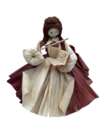 Vintage Artisan Made Corn Husk Doll Teacher 7.5&quot; - $33.24