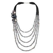 Midnight Cascade Freshwater Pearl Five Layer Necklace - £49.49 GBP