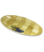 Ceramica Due Torri Tray Made Italy Yellow Plaid Blue Grapes Leaves Oval ... - $19.75