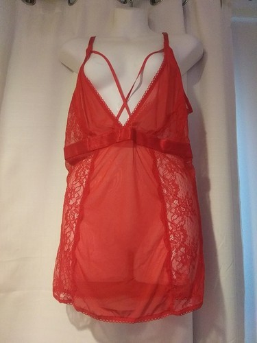 Baci Lingerie Women&#39;s Red Lace Sheer Sexy Nwt F - £10.63 GBP