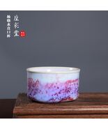 HandmadeJun Porcelain Teacup Tianqing Glaze KilnChange Purple Spot Gongf... - $720.00