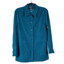 R&amp;K Originals Button Up Shirt 6 VTG Womens Teal Long Sleeve Blouse Faux ... - $17.68