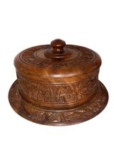Vintage 60&#39;s/70&#39;s Hand Carved Wooden Covered Cake Stand Hawaiian Tiki Bo... - $706.86 MXN