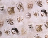 Cotton Leonardo Da Vinci Paintings Antique Fabric Print by the Yard D778.65 - £9.52 GBP