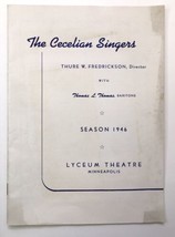 The Cecelian Singers w/ Fredrickson &amp; Thomas SEASON PROGRAM 1946 Lyceum Theatre - £17.58 GBP