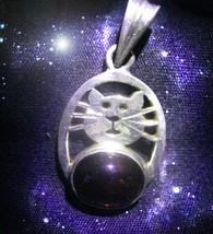 Free With $75 Haunted Cat Spirit Vessel Pendant Sterling Garnet Witch Cassia4 - £0.00 GBP