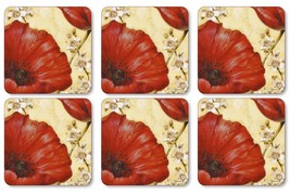 Pimpernel Poppy de Villeneuve Cork-Backed Coasters - Set of 6 - $29.99