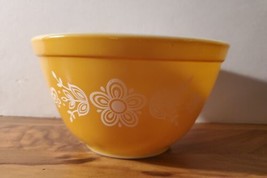 Vintage Pyrex Butterfly Gold Mixing Bowl #401 White Flowers 1-1/2 Pint - £19.42 GBP