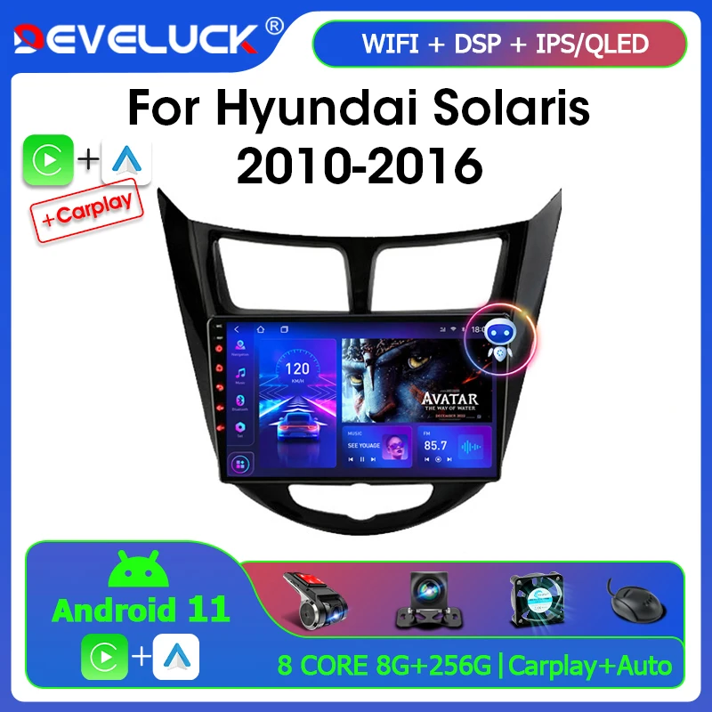 Android Car Radio 2 din For Hyundai Solaris Verna Accent 1 2010 - 2016 - £84.95 GBP+