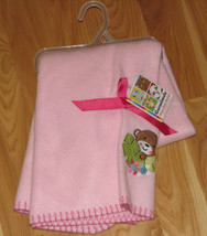 Garanimals Blanket Pink Jungle Monkey Bird Leaves Flowers Fleece Soft Swaddle - £22.92 GBP
