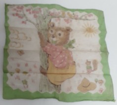 Vintage Delicate All Cotton Handkerchief Hankie Bear Tree Scene Numbered N13960 - £23.46 GBP