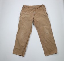 Vtg Carhartt Mens 40x32 Distressed Spell Out Wide Leg Canvas Pants Duck Brown - £46.76 GBP