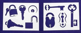 Locks/Keys -2 Piece Stencil Set 14 Mil 8" X 10" Painting /Crafts/ Templates - £20.96 GBP