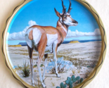 James L. Artig Antelope 11&quot; Round Tray Collectible Wild Life Decor Vintage - £10.09 GBP